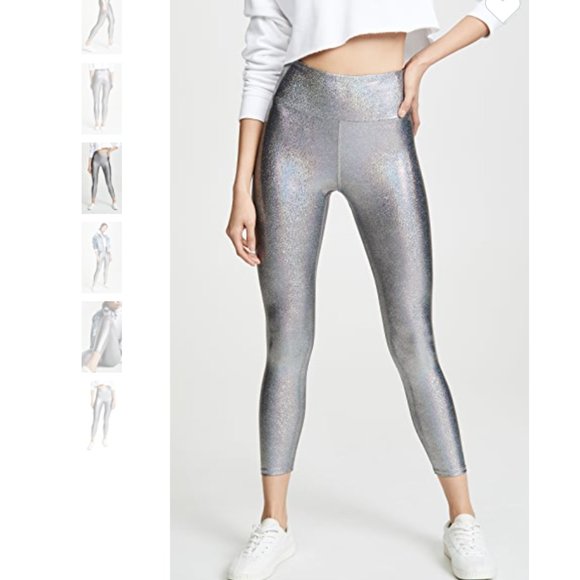 Heroine Sport Pants - HEROINE SPORT Silver Holographic Marvel Leggings